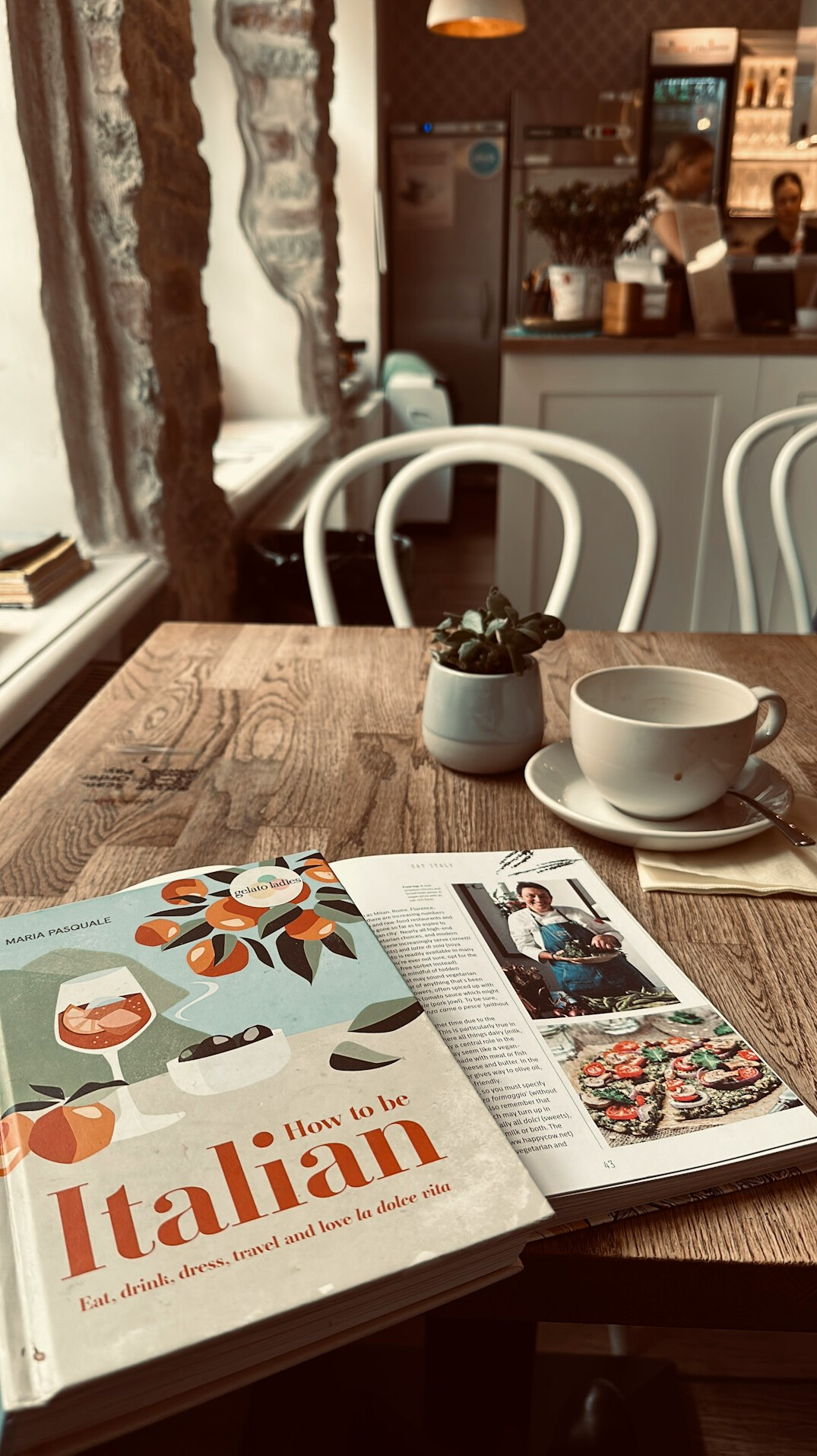 open book in cafe