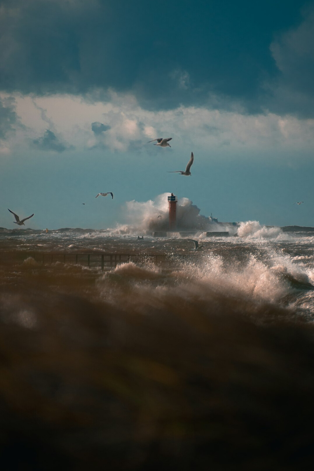 vintage airplane in storm